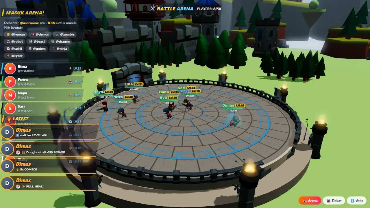 Game Battle Arena 3D yang digerakkan penonton TikTok